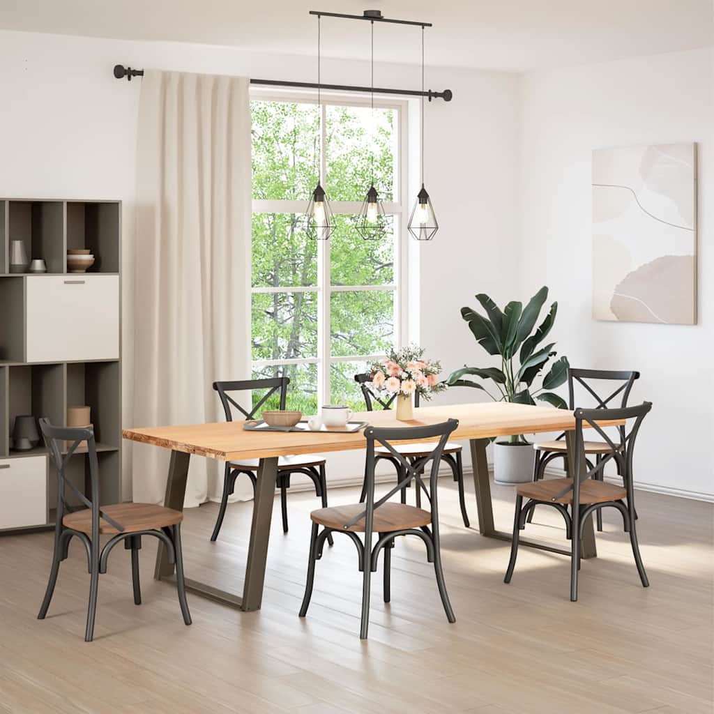 Spisebordben U-formet 2 stk naturstål 90 x (72-73) cm stål