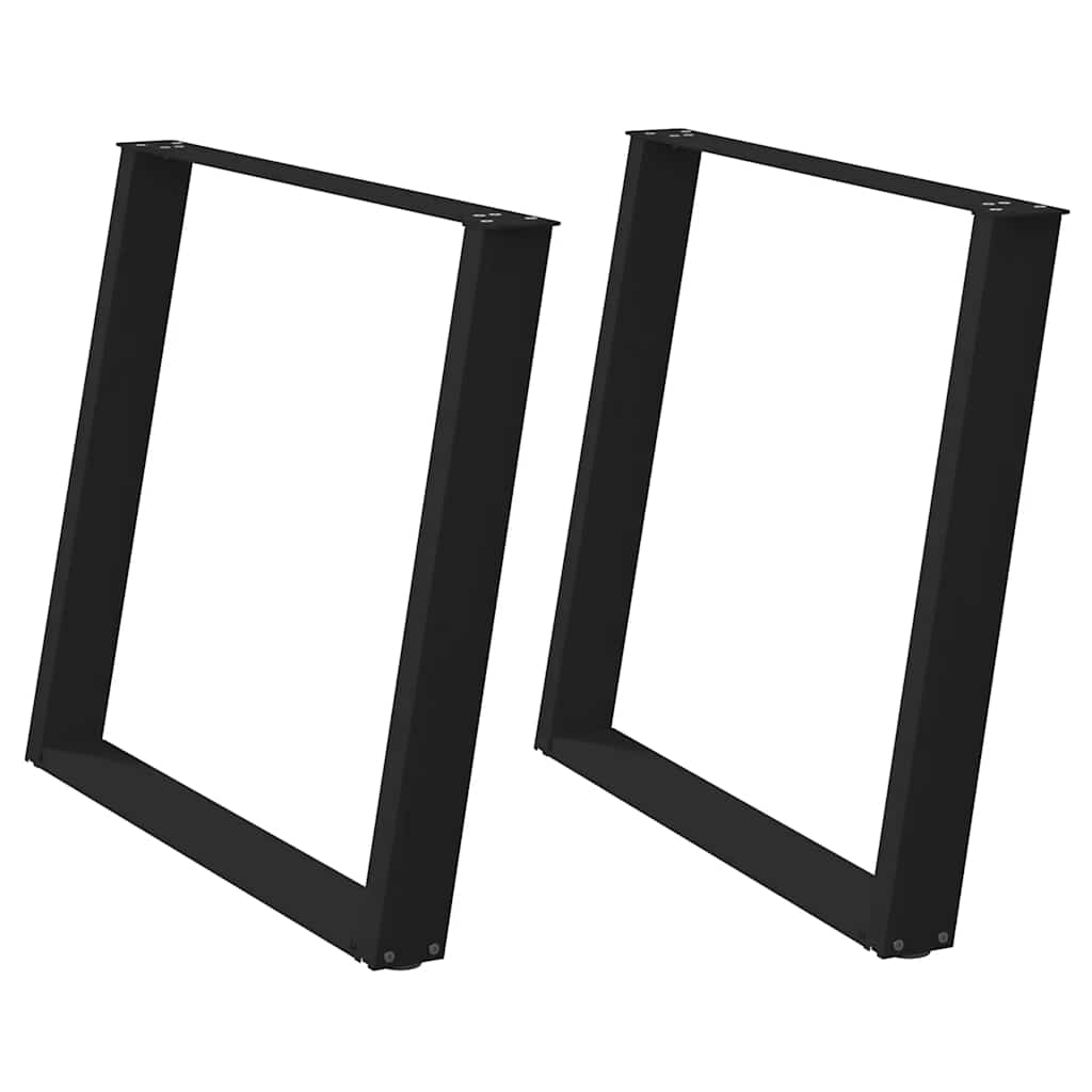 Spisebordben U-formet 2 stk svart 100x(72-73) cm stål