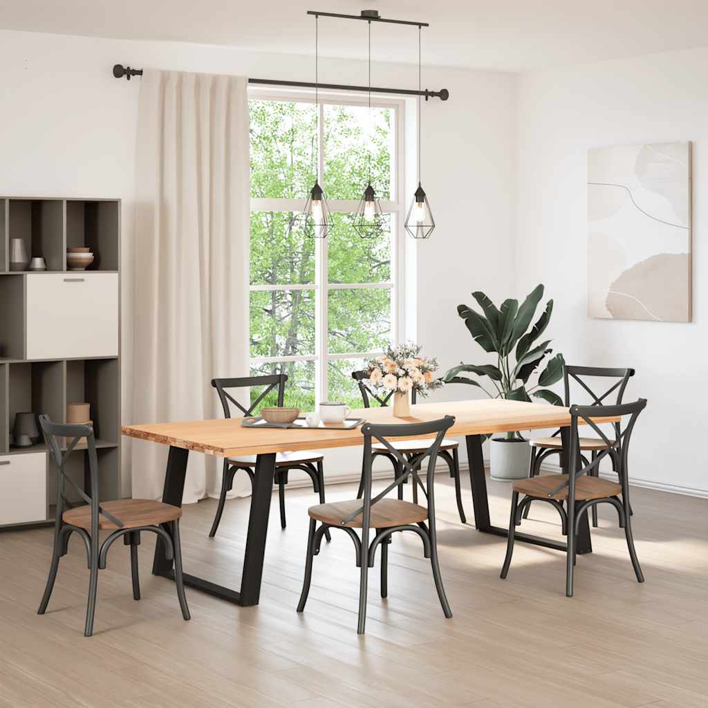Spisebordben U-formet 2 stk svart 100x(72-73) cm stål