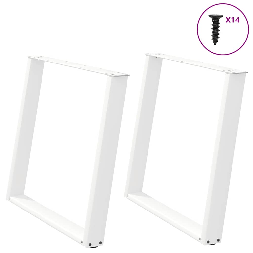Spisebordben U-formet 2 stk hvit 100x(72-73) cm stål