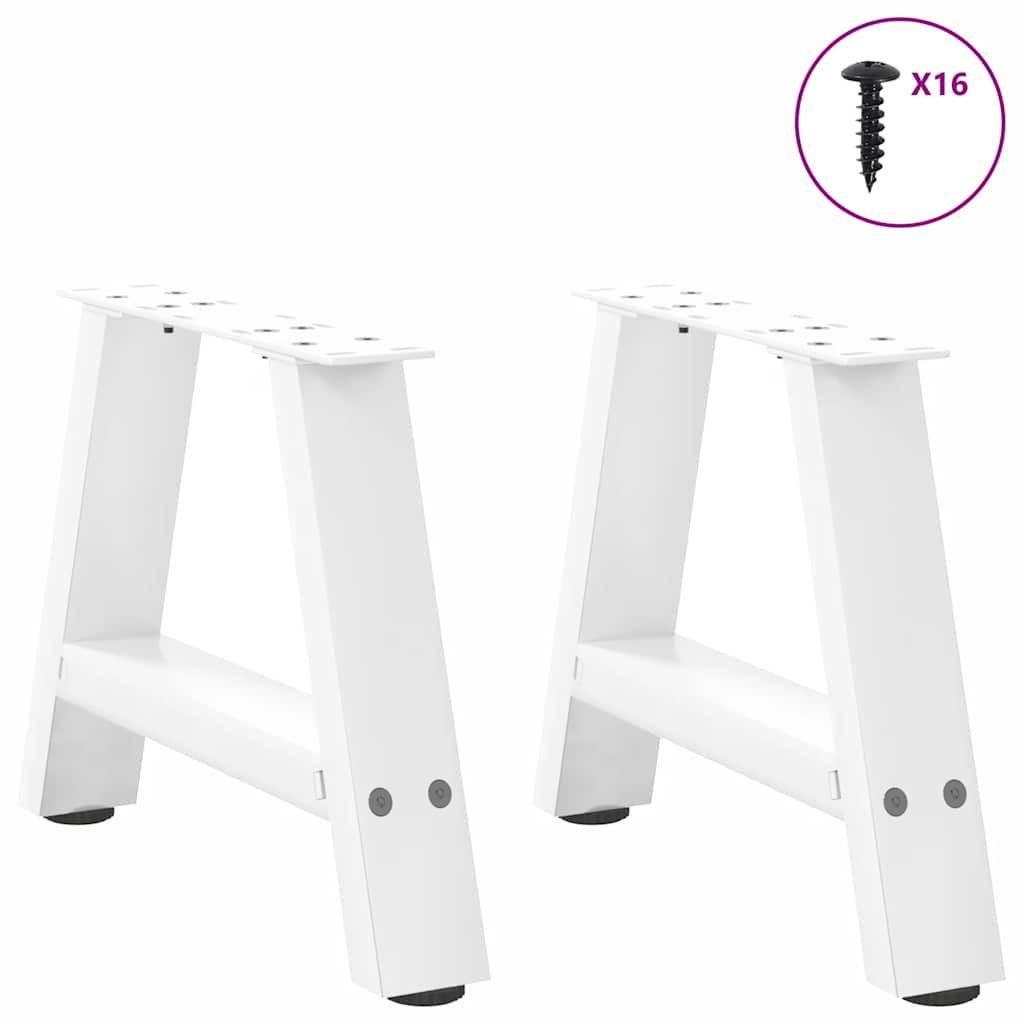 Salongbordben A-formet 2 stk hvit 30x(30-31) cm stål