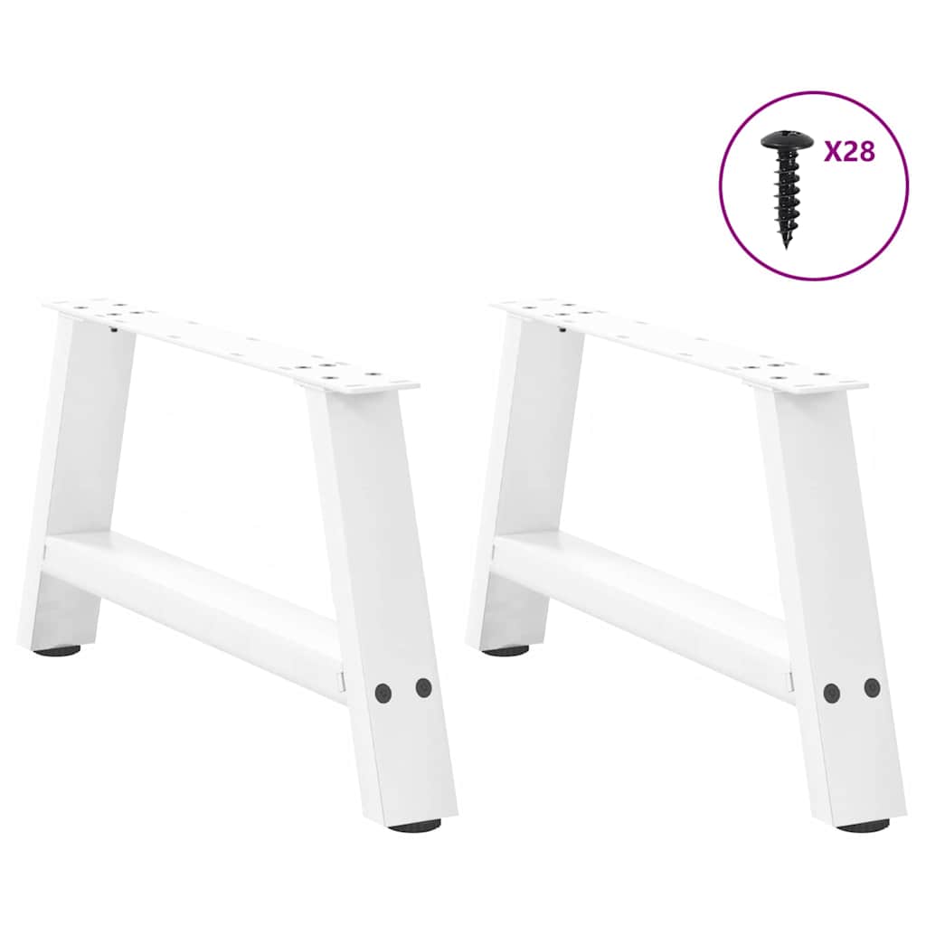 Salongbordben A-formet 2 stk hvit 70x(30-31) cm stål