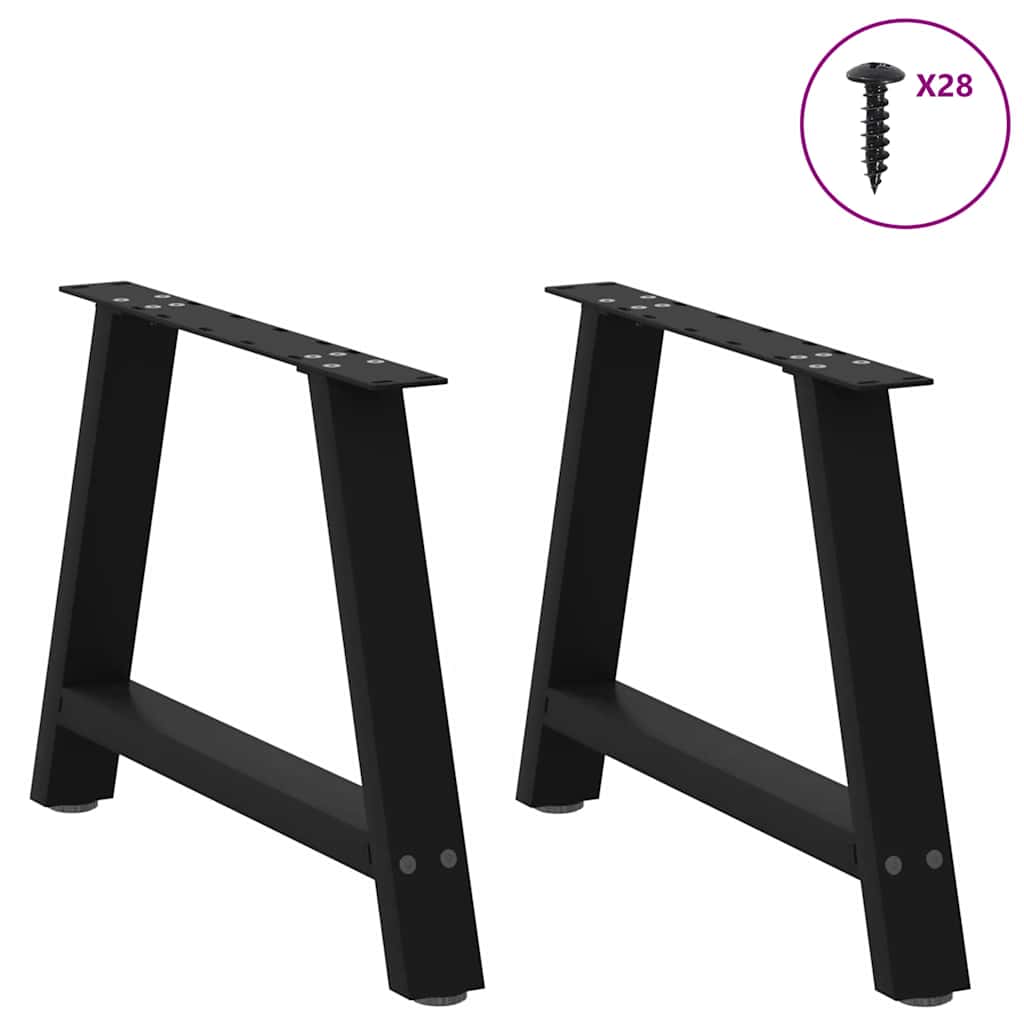 Salongbordben A-formet 2 stk svart 60 x (42-43) cm stål