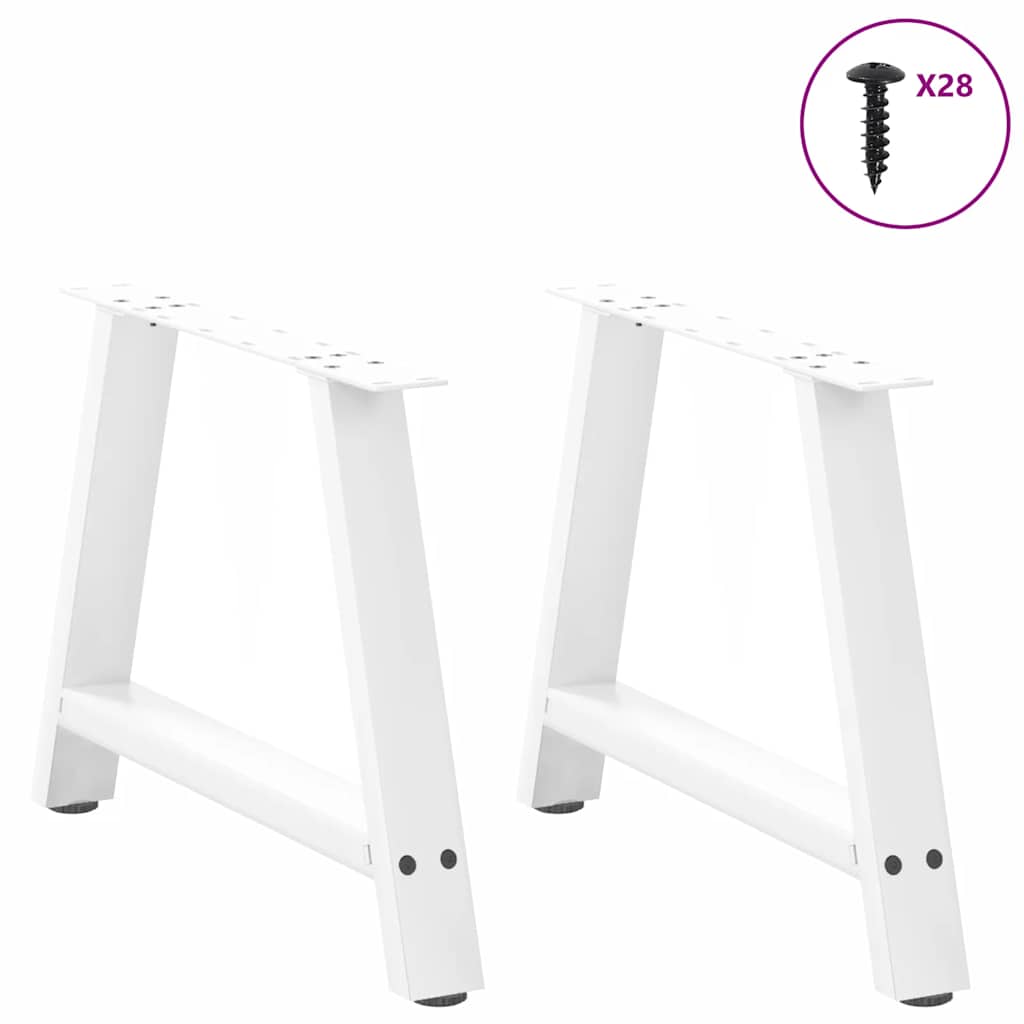 Salongbordben A-formet 2 stk hvit 70 x (42-43) cm stål