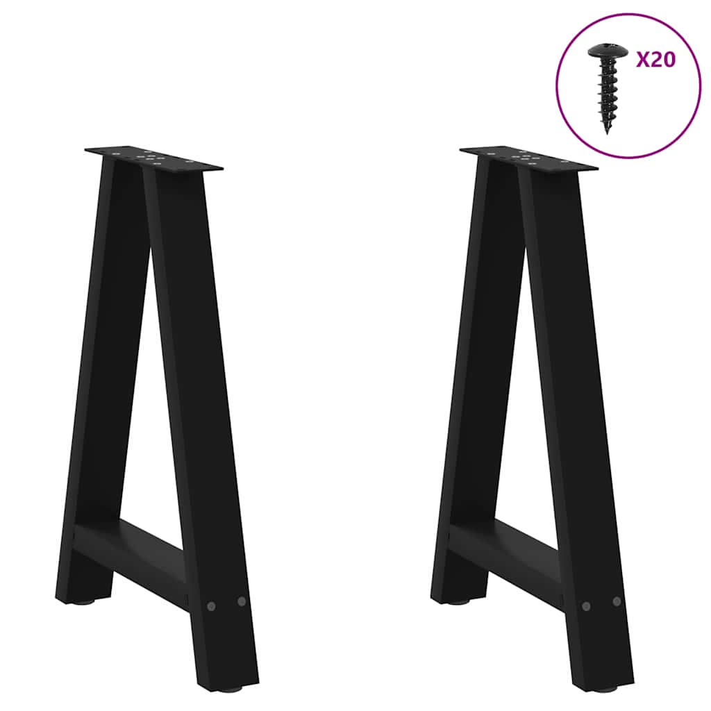 Spisebordben A-formet 2 stk svart 50x(72-73) cm stål