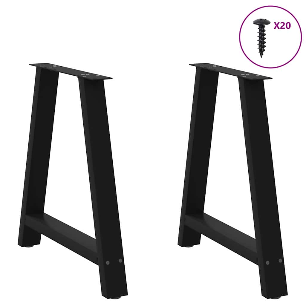 Spisebordben A-formet 2 stk svart 70 x (72-73) cm stål