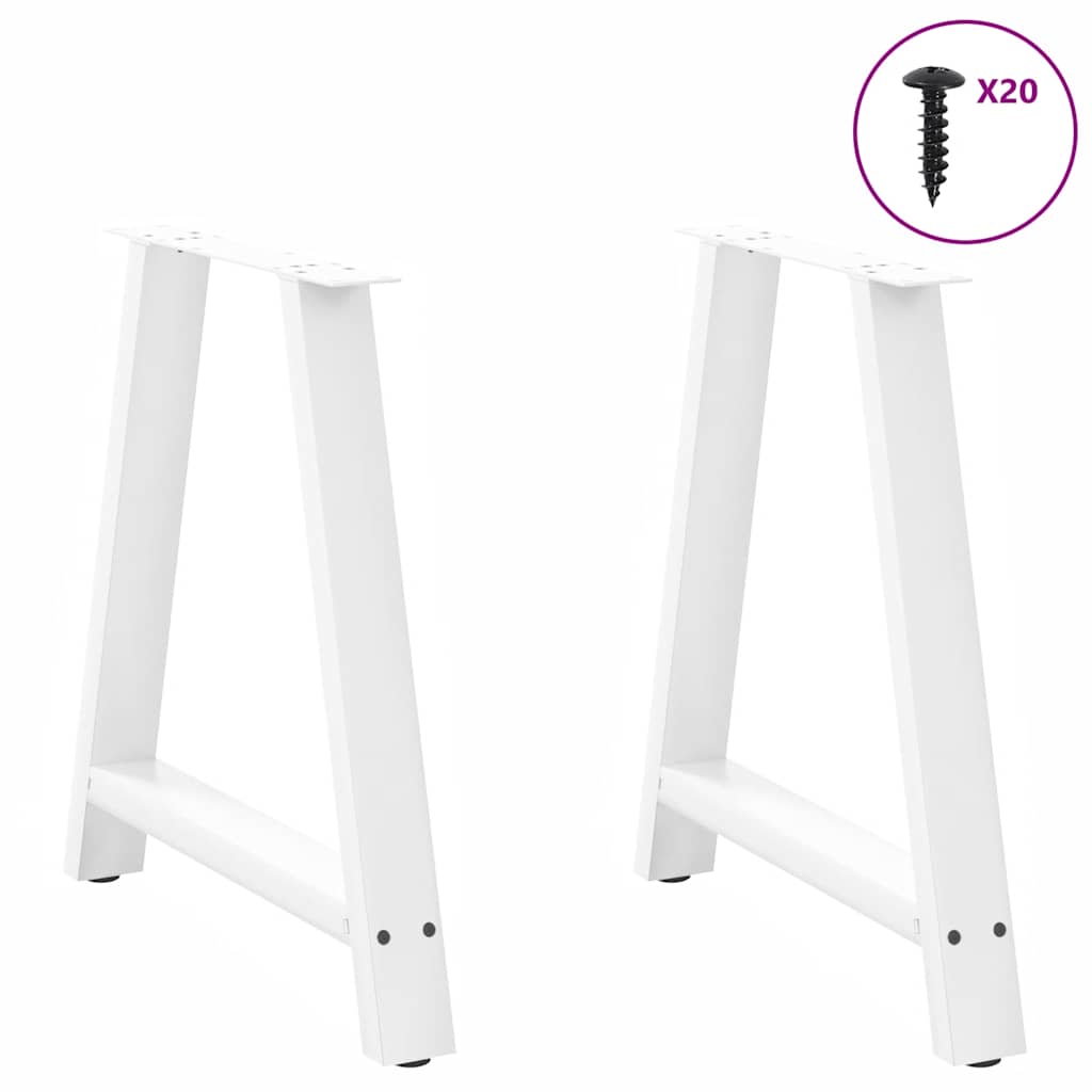 Spisebordben A-formet 2 stk hvit 70 x (72-73) cm stål