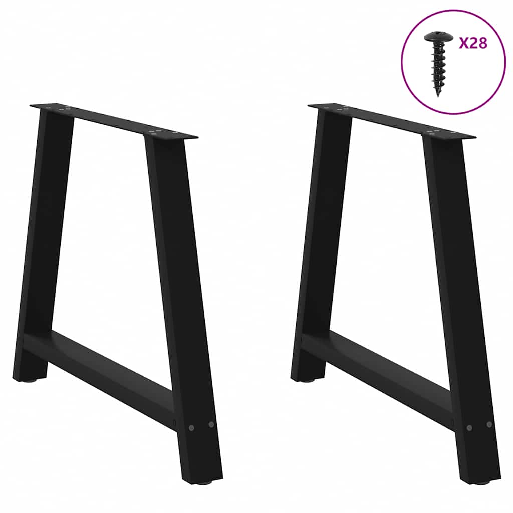 Spisebordben A-formet 2 stk svart 100x(72-73) cm stål