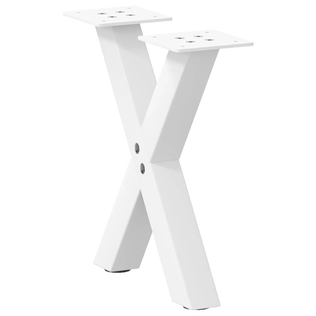 Salongbordben X-formet 2 stk hvit 30x(30-31) cm stål