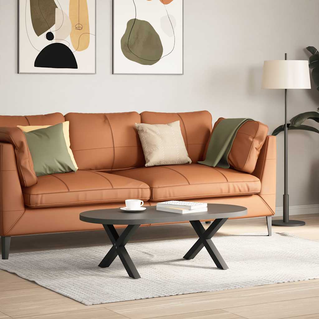 Salongbordben X-formet 2 stk svart 50x(30-31) cm stål