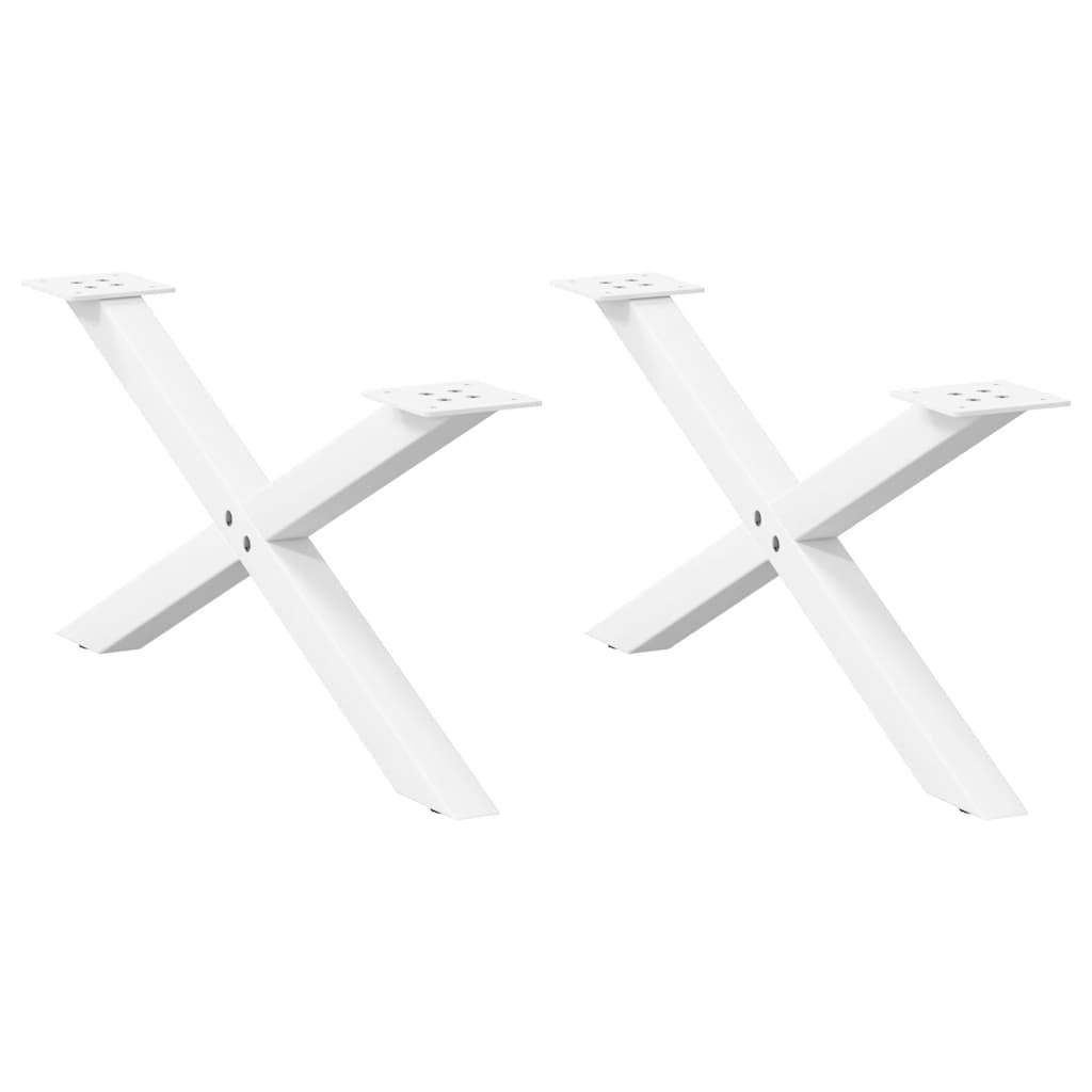 Salongbordben X-formet 2 stk hvit 70 x (30-31) cm stål