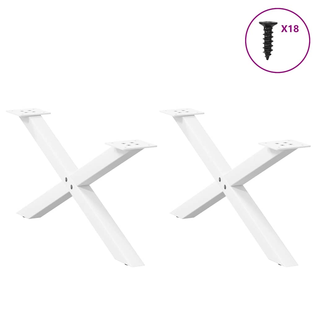 Salongbordben X-formet 2 stk hvit 70 x (30-31) cm stål