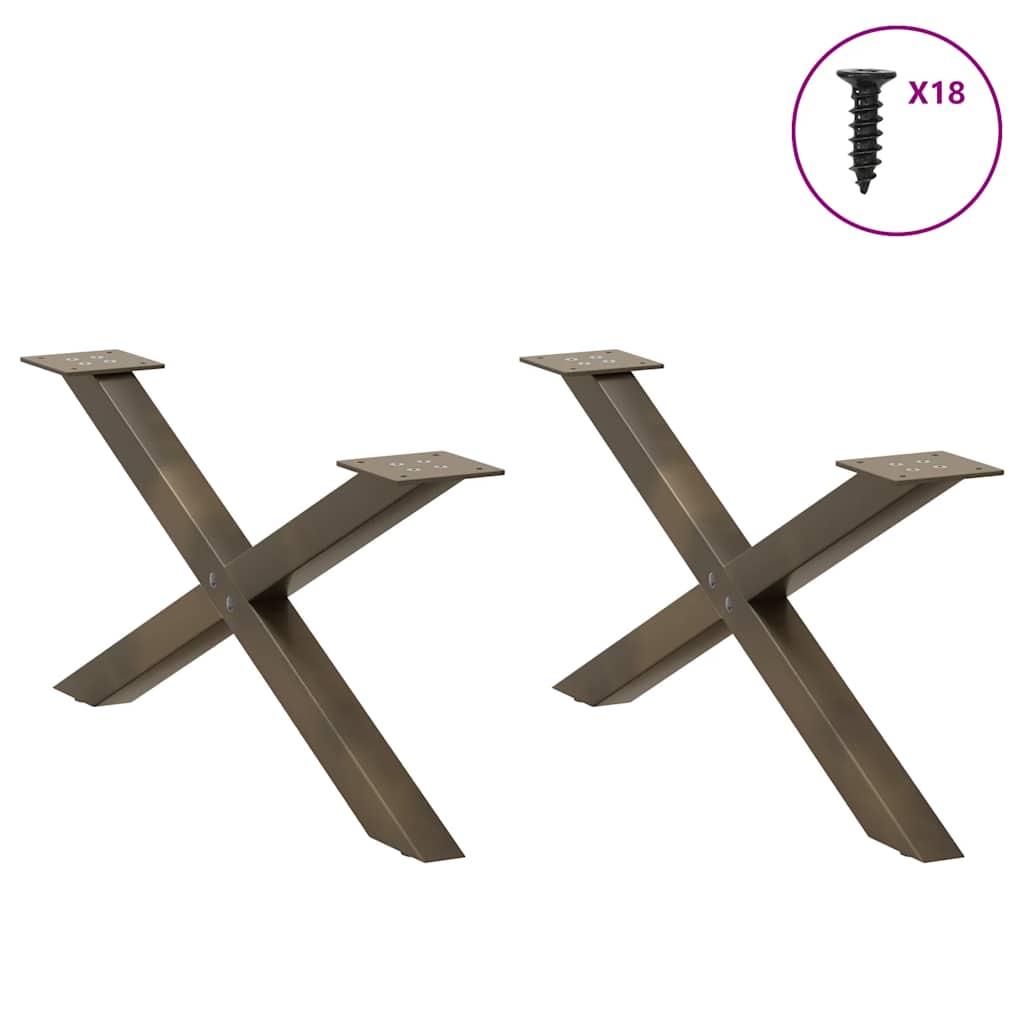 Salongbordben X-formet 2 stk naturstål 70 x (30-31) cm stål