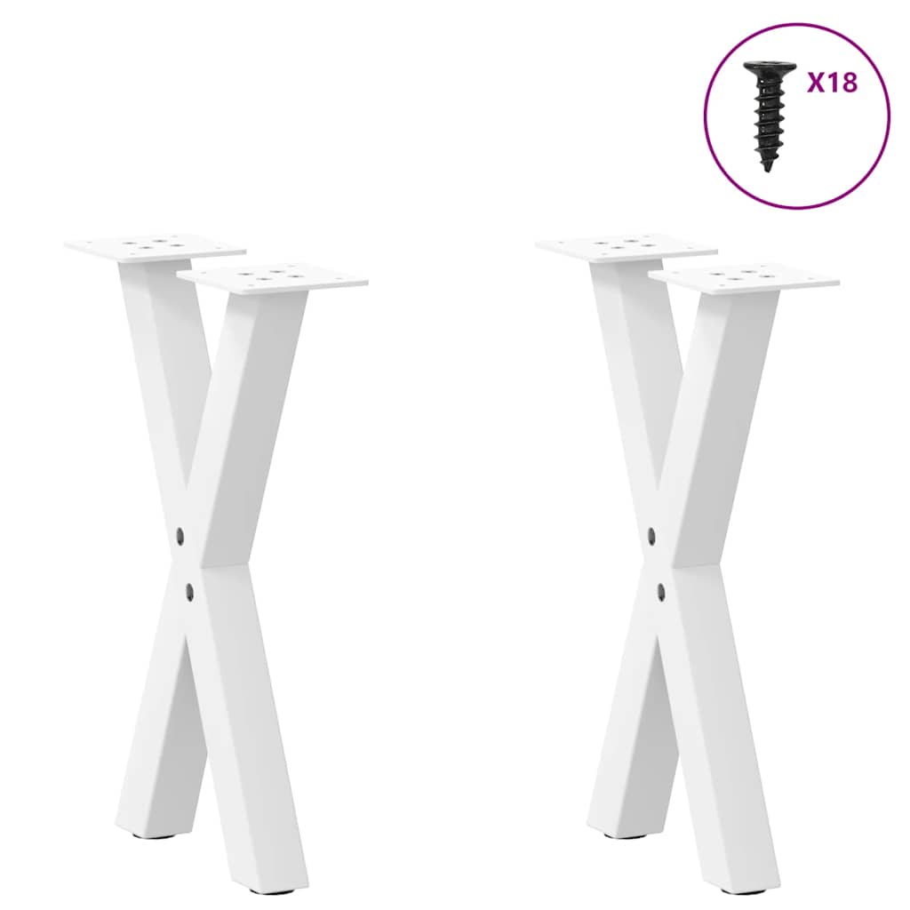 Salongbordben X-formet 2 stk hvit 28 x (42-43) cm stål