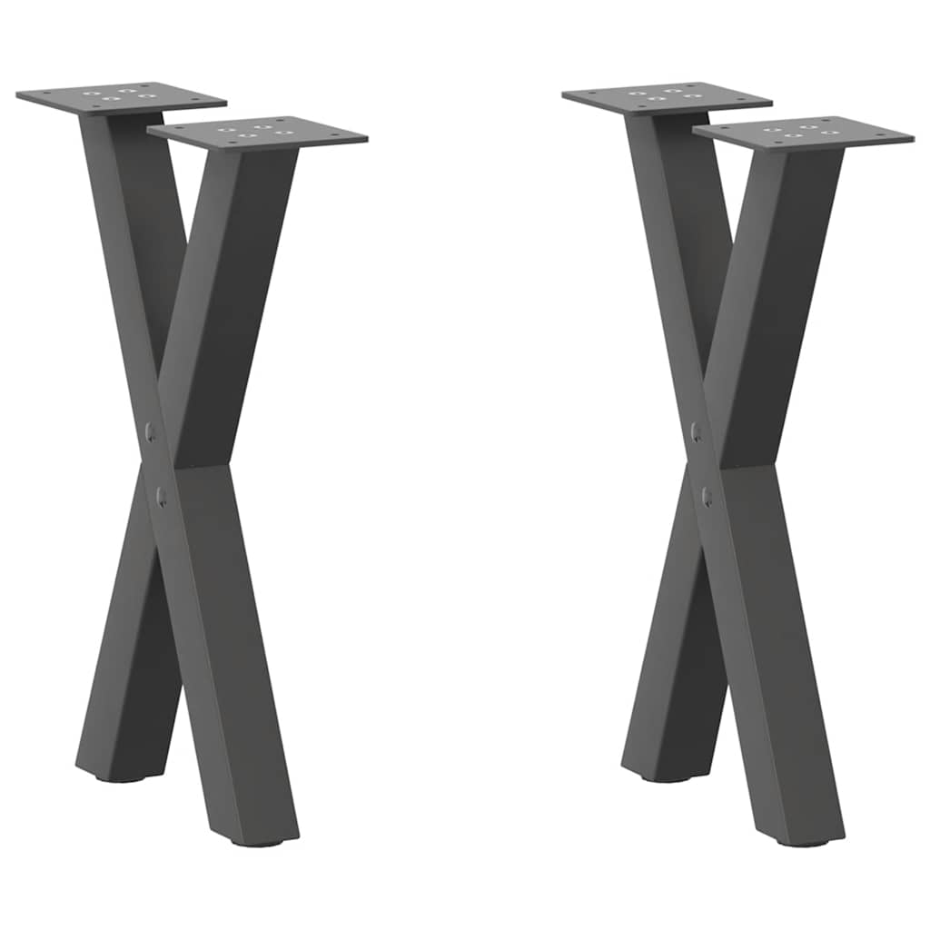 Salongbordben X-formet 2 stk antrasitt 28 x (42-43) cm stål