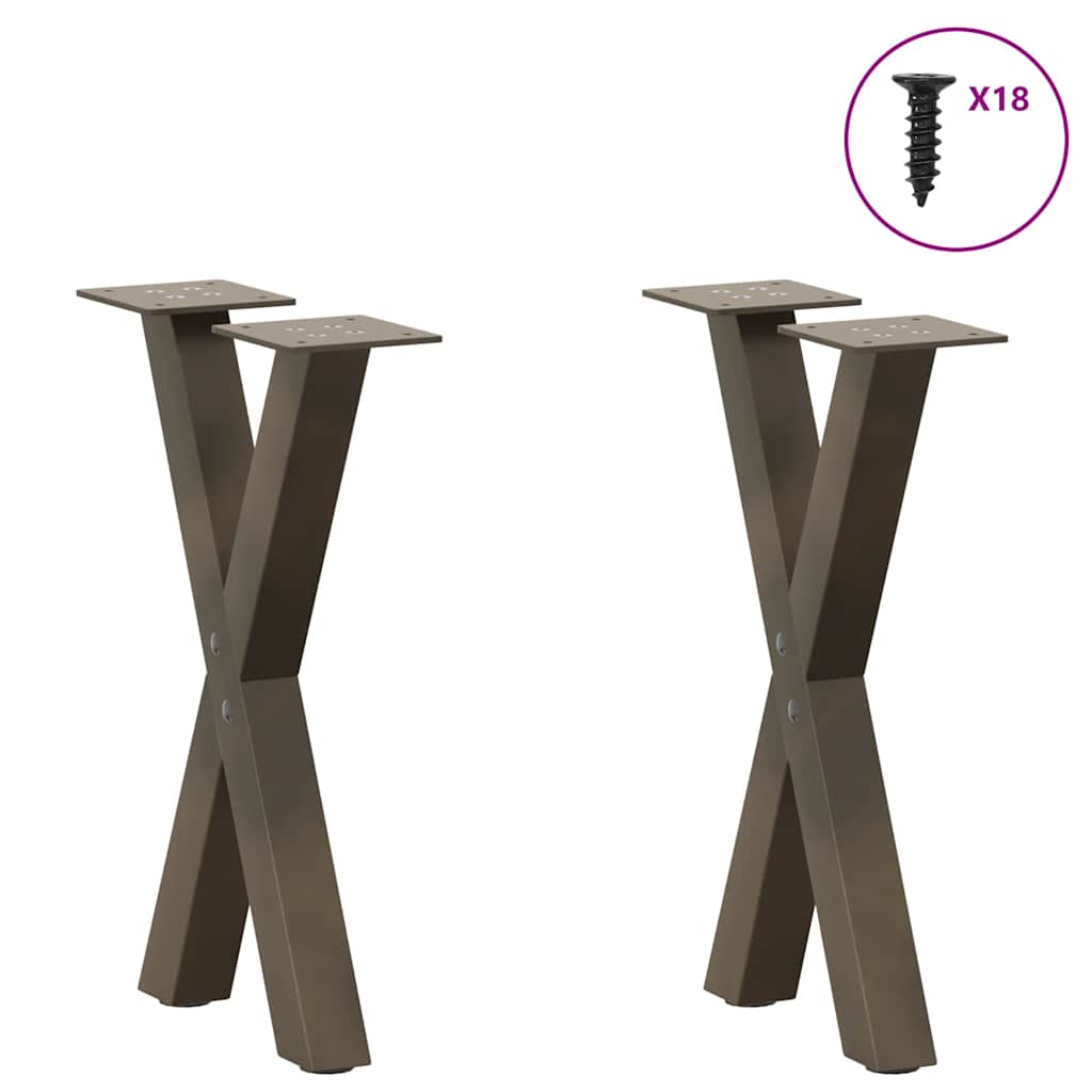 Salongbordben X-formet 2 stk naturstål 28 x (42-43) cm stål