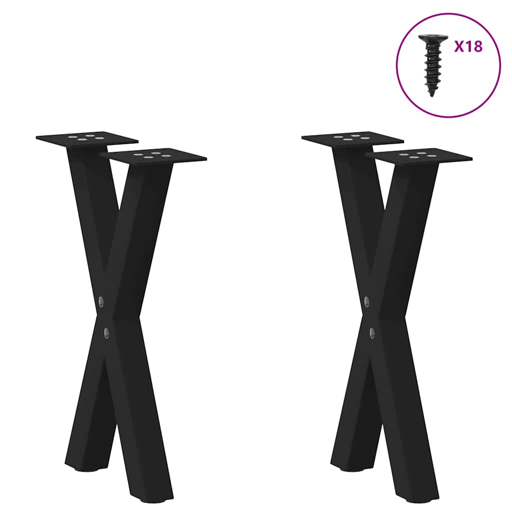 Salongbordben X-formet 2 stk svart 38 x (42-43) cm stål