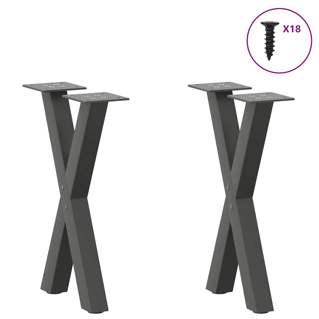 Salongbordben X-formet 2 stk antrasitt 38 x (42-43) cm stål
