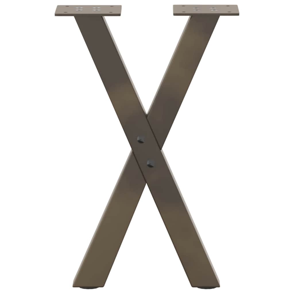 Salongbordben X-formet 2 stk naturstål 38 x (42-43) cm stål