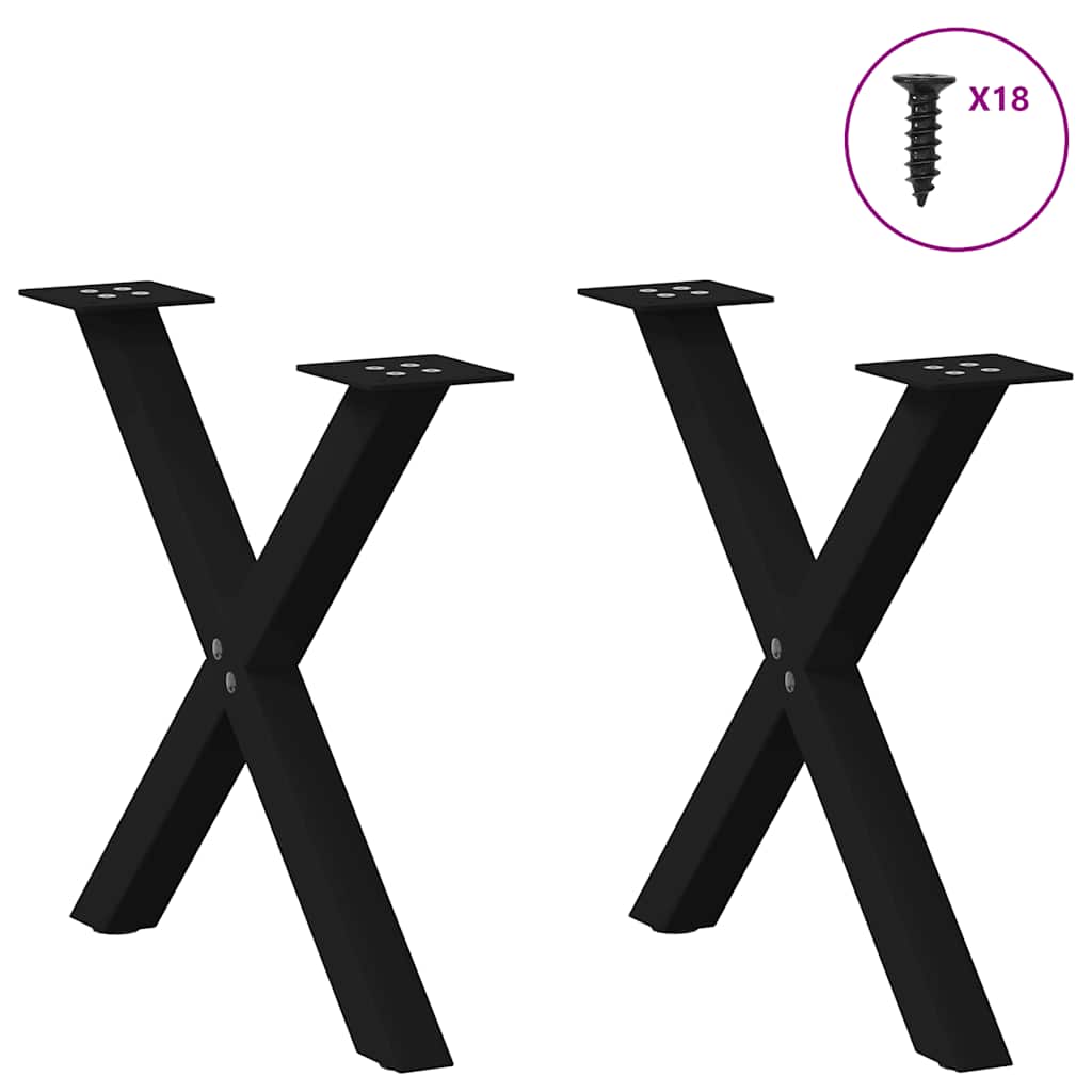 Salongbordben X-formet 2 stk svart 50 x (42-43) cm stål