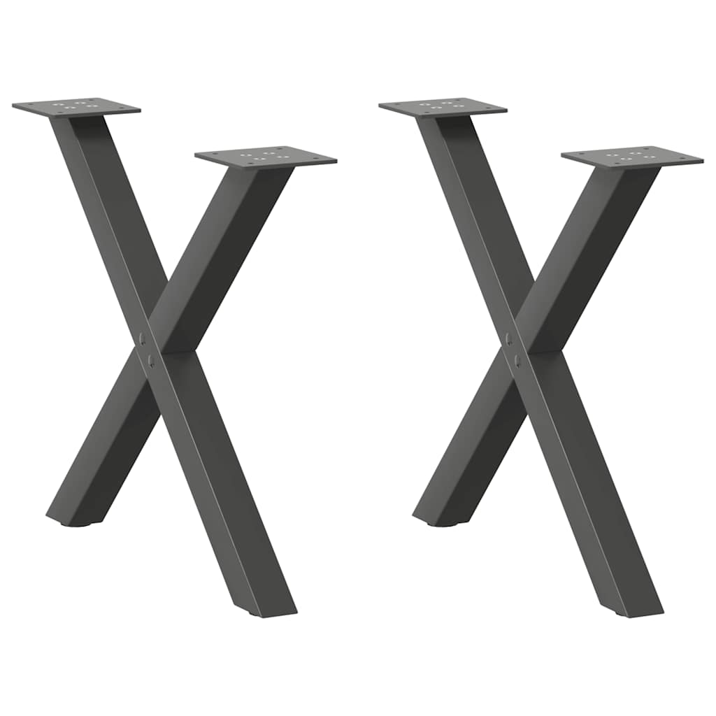 Salongbordben X-formet 2 stk antrasitt 50x(42-43) cm stål