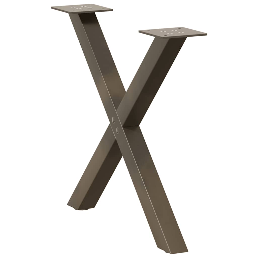 Salongbordben X-formet 2 stk naturstål 50x(42-43) cm stål