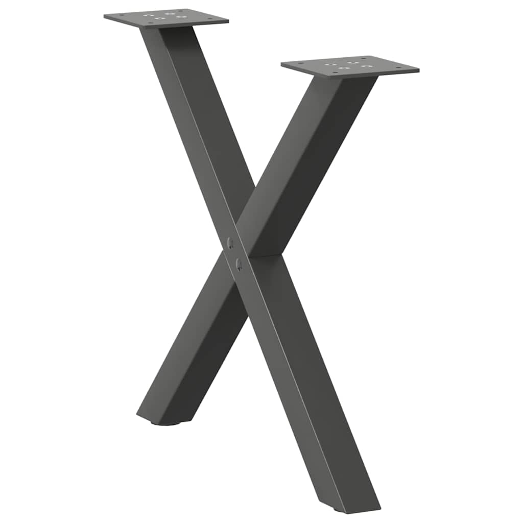 Salongbordben X-formet 2 stk antrasitt 60 x (42-43) cm stål