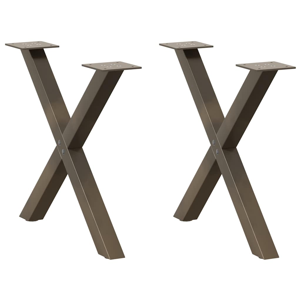 Salongbordben X-formet 2 stk naturstål 60 x (42-43) cm stål