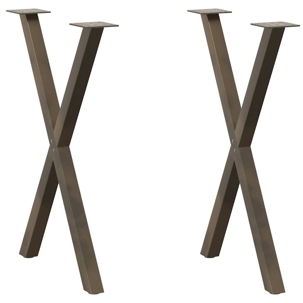Spisebordben X-formet 2 stk naturstål 50x(72-73) cm stål