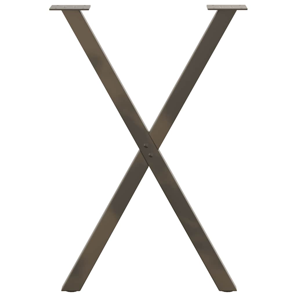 Spisebordben X-formet 2 stk naturstål 50x(72-73) cm stål