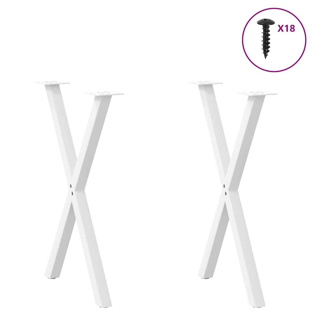 Spisebordben X-formet 2 stk hvit 57 x (72-73) cm stål