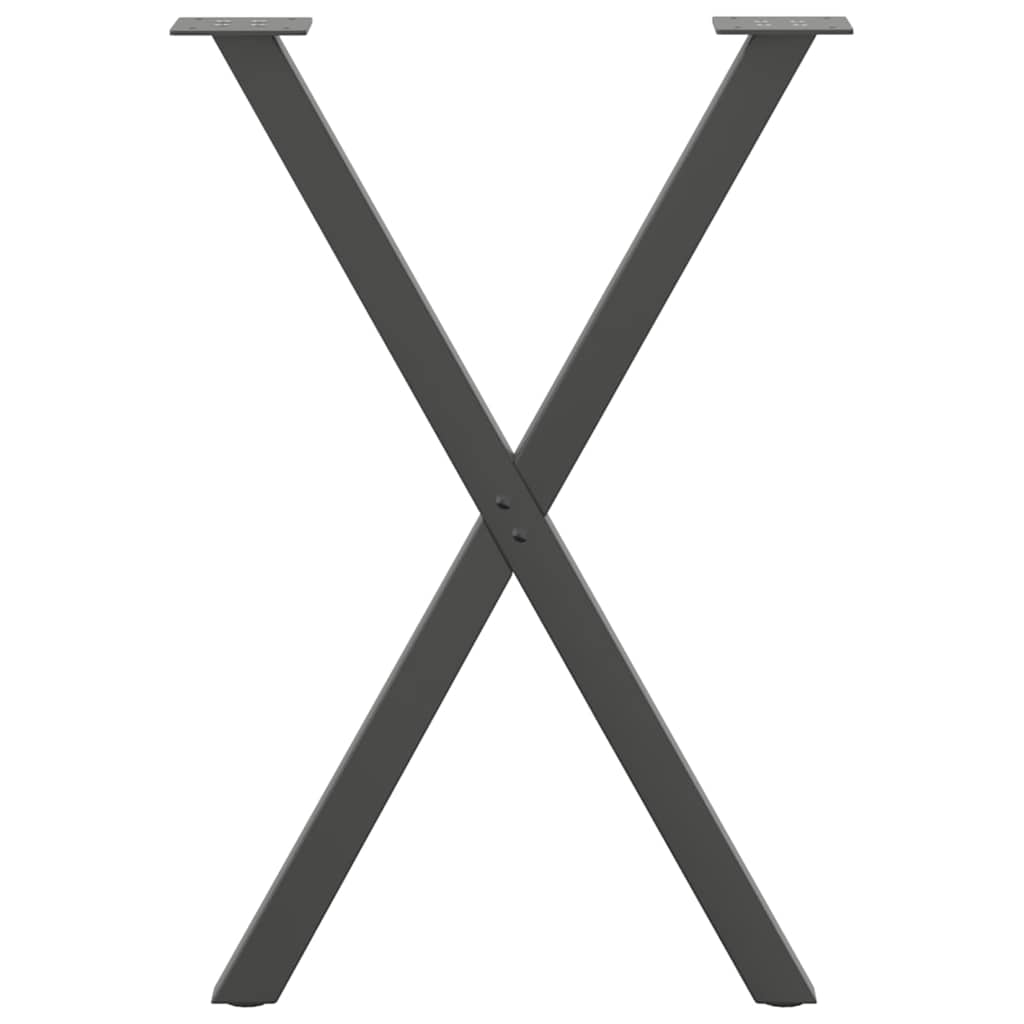 Spisebordben X-formet 2 stk antrasitt 57 x (72-73) cm stål
