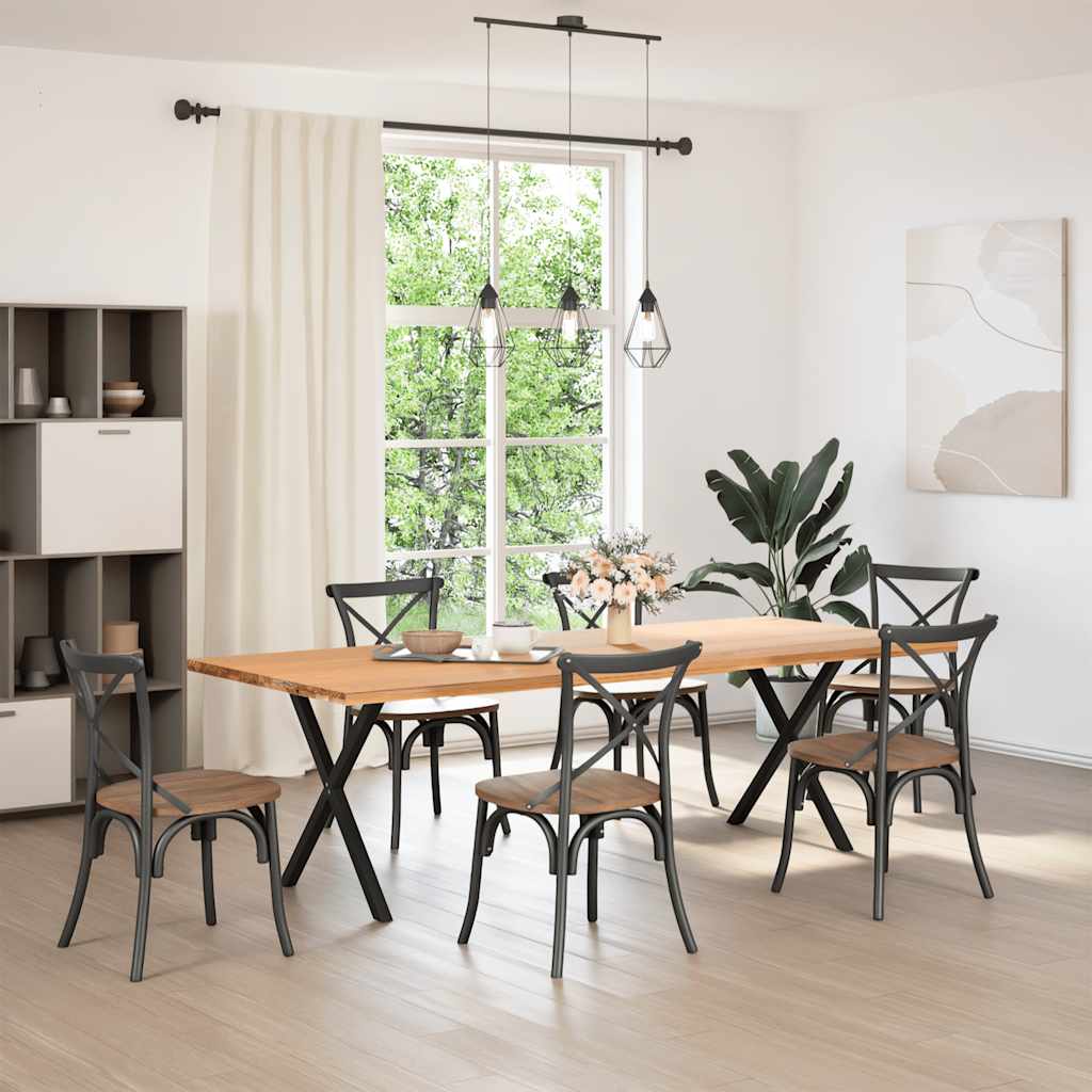 Spisebordben X-formet 2 stk svart 70 x (72-73) cm stål