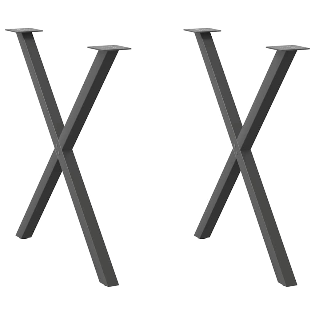 Spisebordben X-formet 2 stk antrasitt 70 x (72-73) cm stål