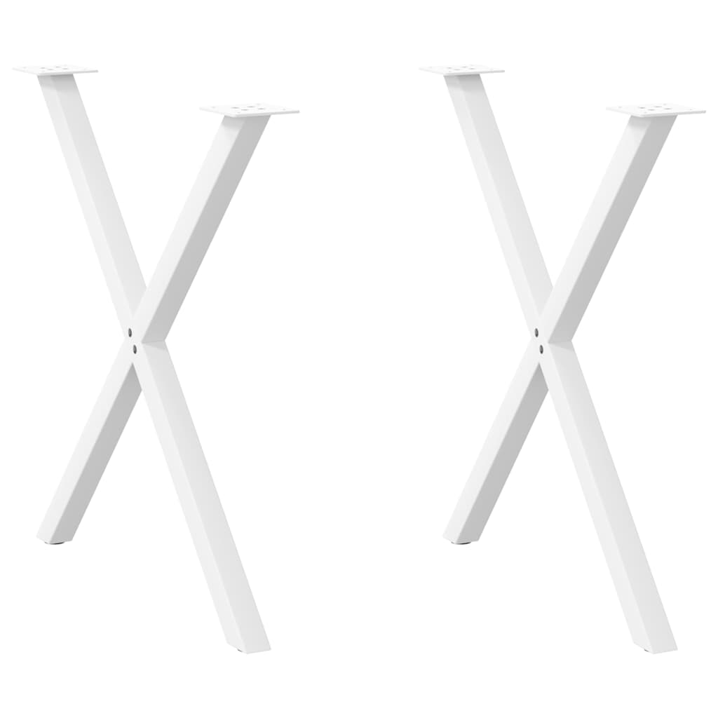 Spisebordben X-formet 2 stk hvit 80 x (72-73) cm stål