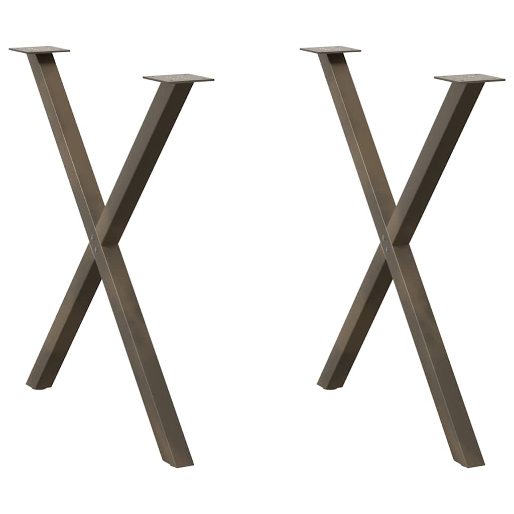 Spisebordben X-formet 2 stk naturstål 80 x (72-73) cm stål