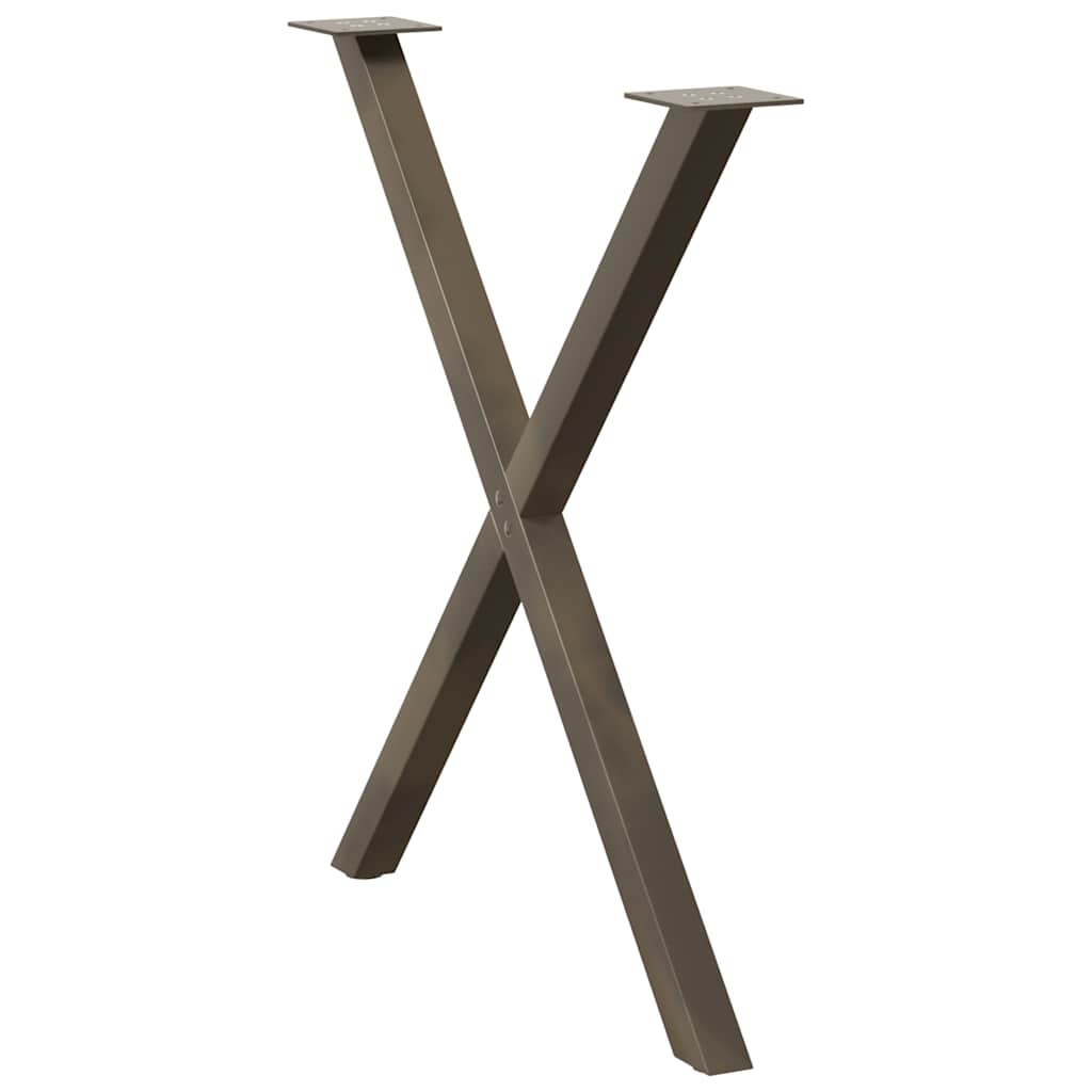 Spisebordben X-formet 2 stk naturstål 80 x (72-73) cm stål