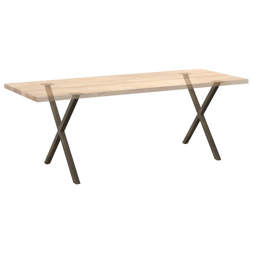 Spisebordben X-formet 2 stk naturstål 80 x (72-73) cm stål