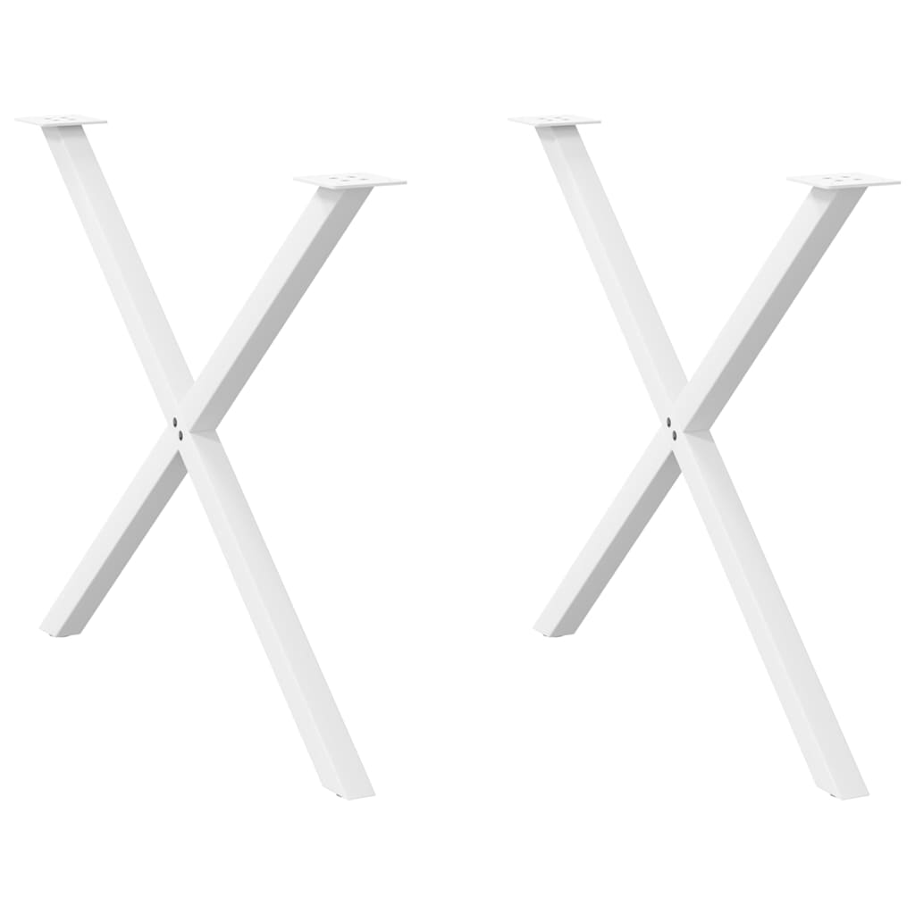 Spisebordben X-formet 2 stk hvit 90 x (72-73) cm stål