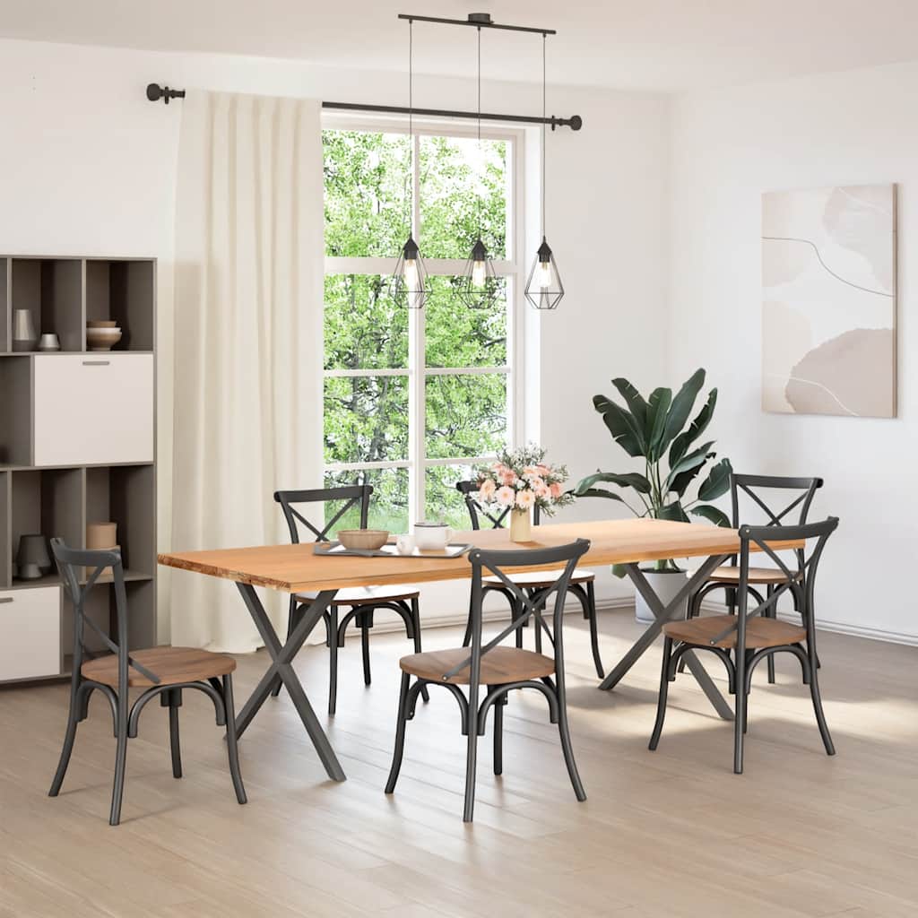 Spisebordben X-formet 2 stk antrasitt 90 x (72-73) cm stål