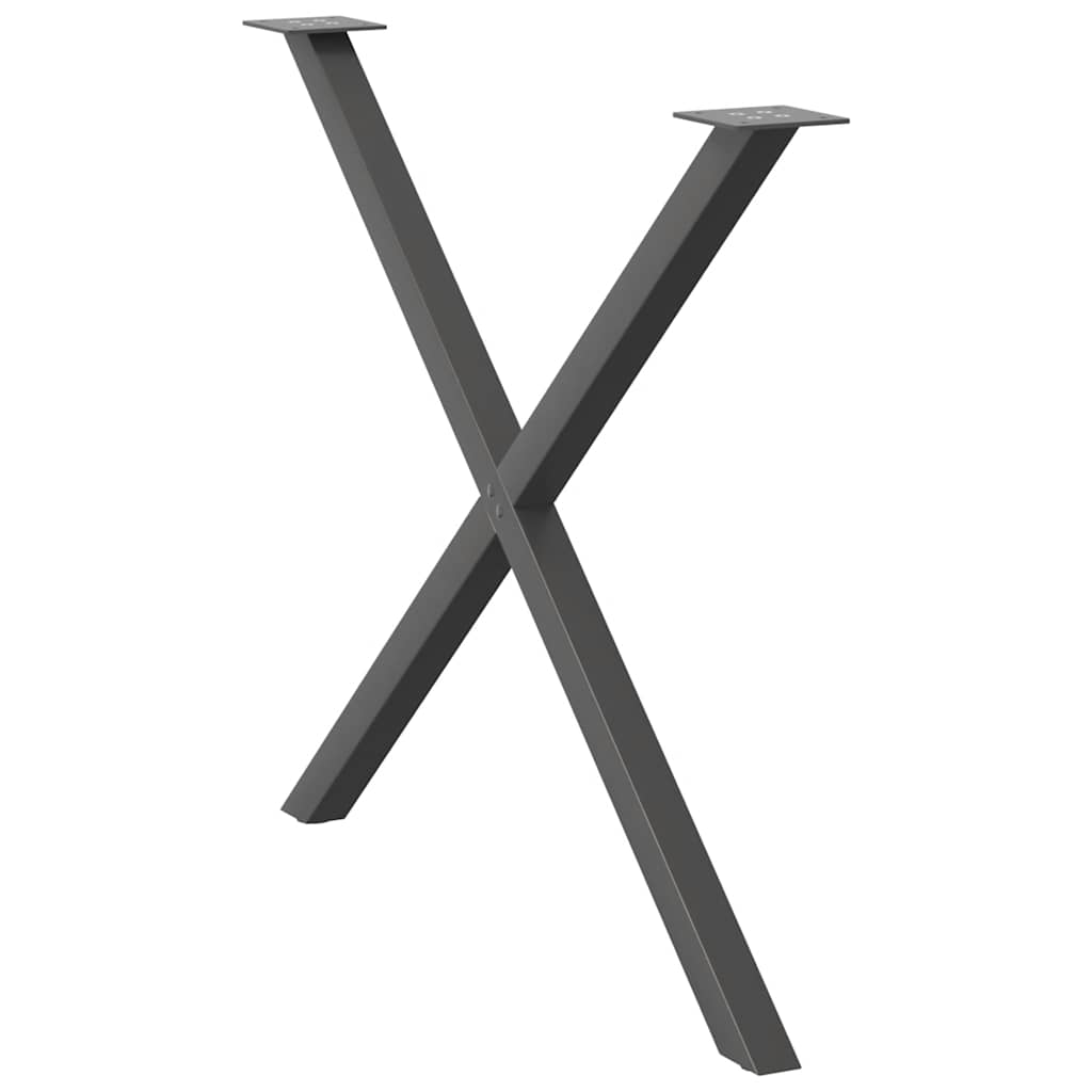 Spisebordben X-formet 2 stk antrasitt 90 x (72-73) cm stål