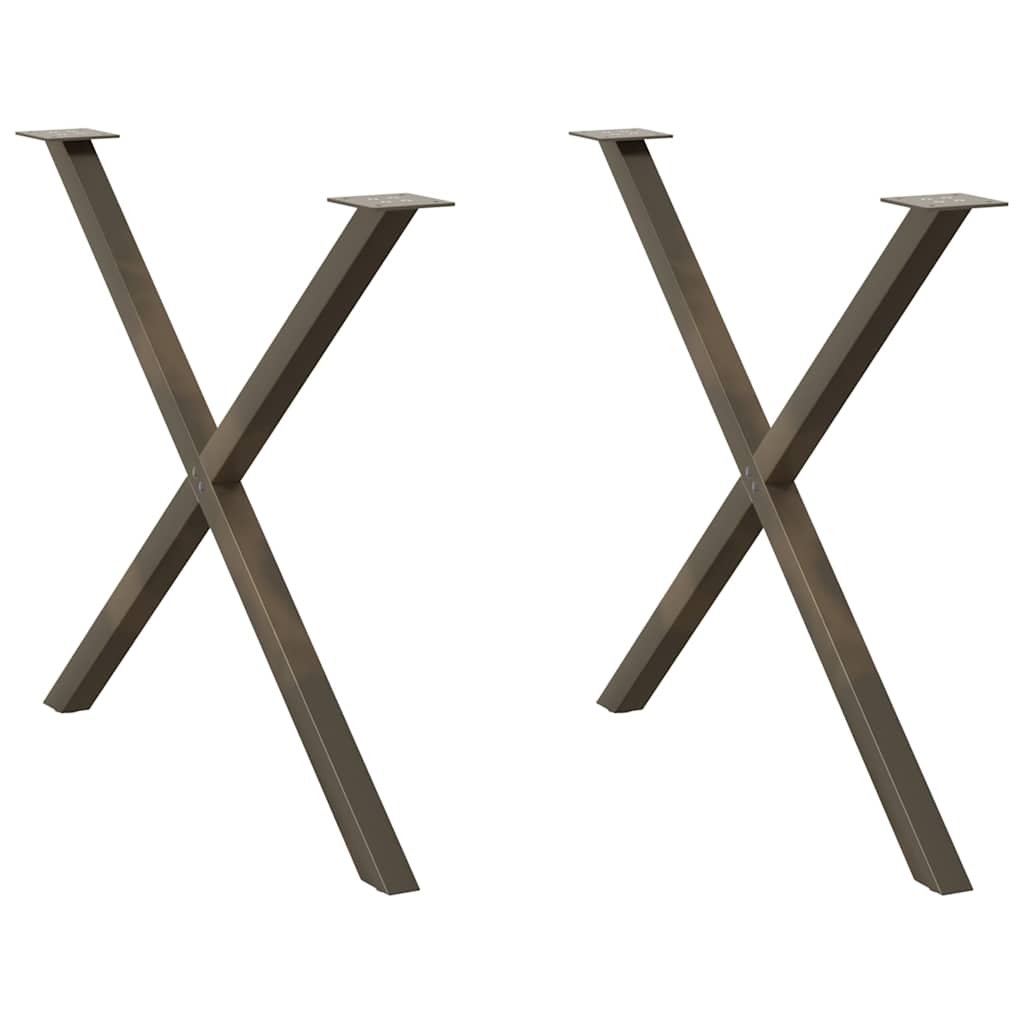 Spisebordben X-formet 2 stk naturstål 90 x (72-73) cm stål