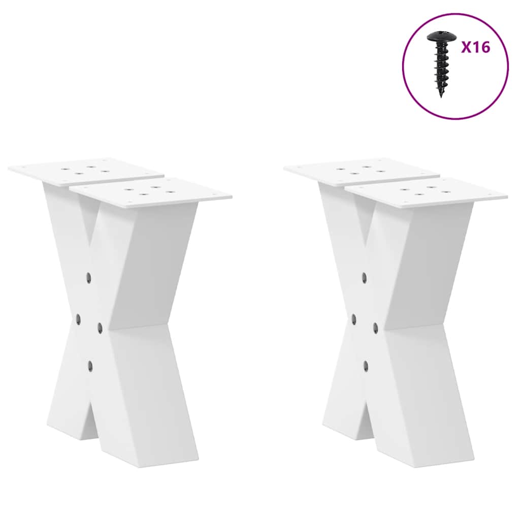 Salongbordben X-formet 2 stk hvit 30x(30-31) cm stål
