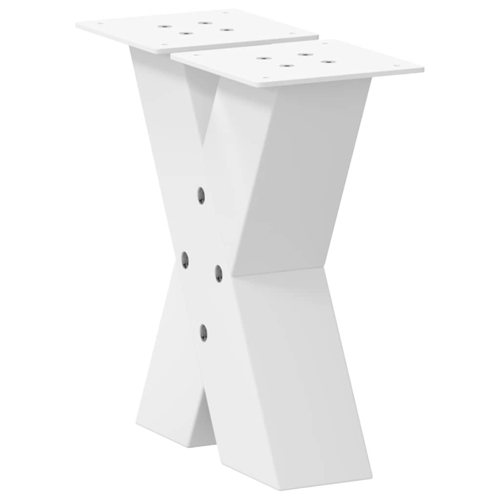 Salongbordben X-formet 2 stk hvit 30x(30-31) cm stål