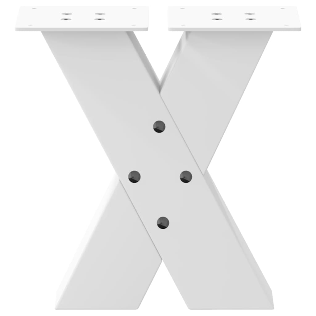 Salongbordben X-formet 2 stk hvit 30x(30-31) cm stål