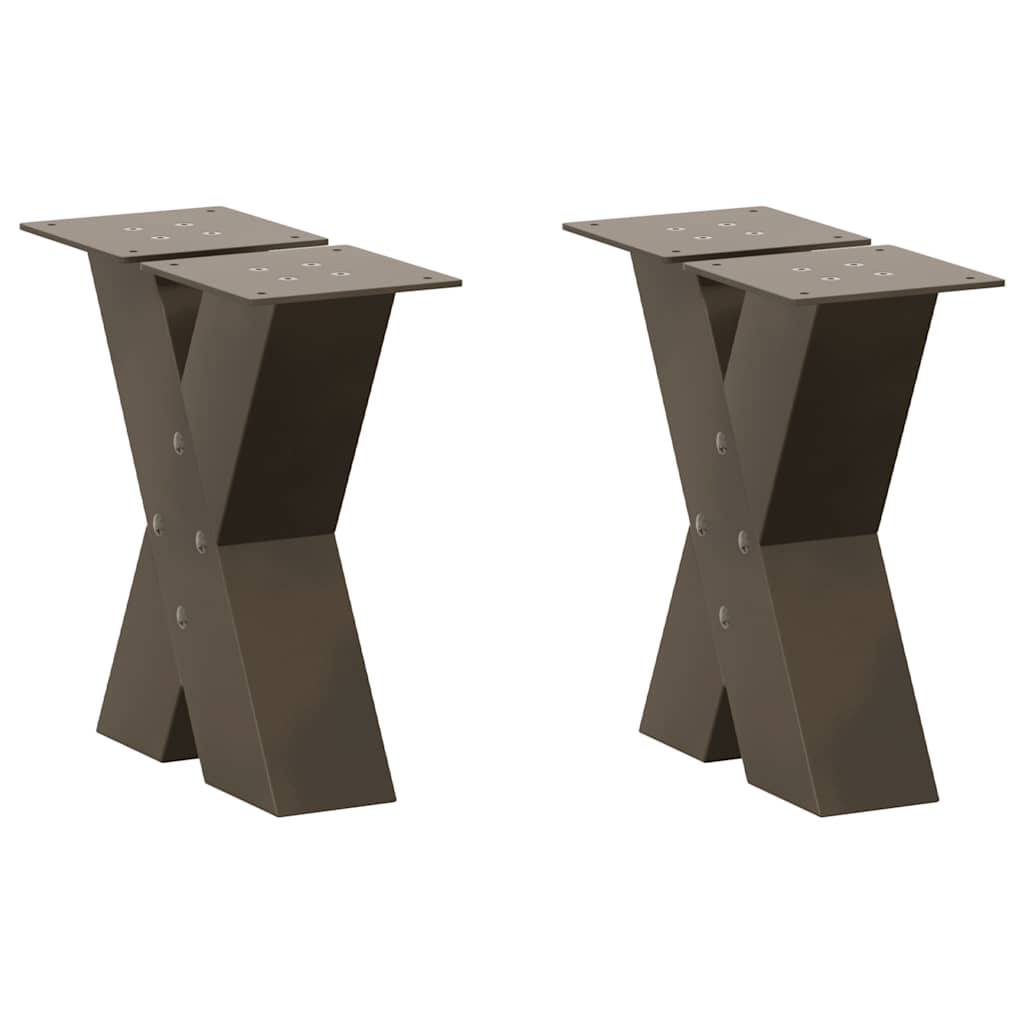 Salongbordben X-formet 2 stk naturstål 30x(30-31) cm stål