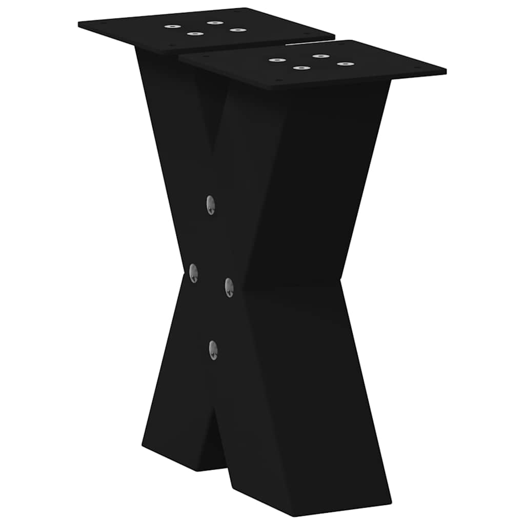 Salongbordben X-formet 2 stk svart 40x(30-31) cm stål