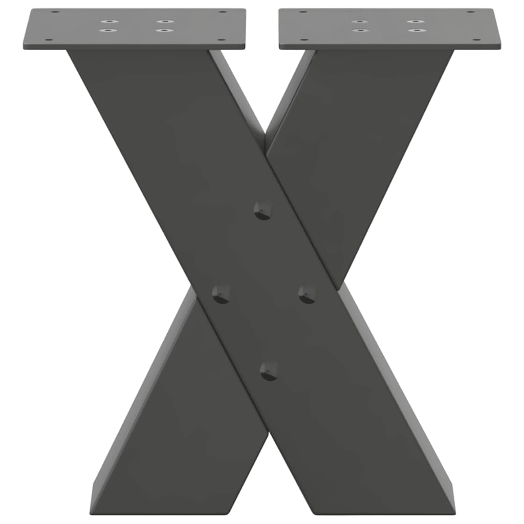 Salongbordben X-formet 2 stk antrasitt 40x(30-31) cm stål