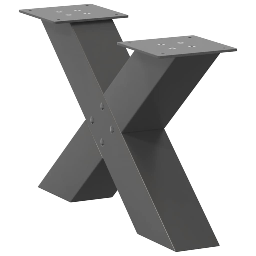 Salongbordben X-formet 2 stk antrasitt 50x(30-31) cm stål