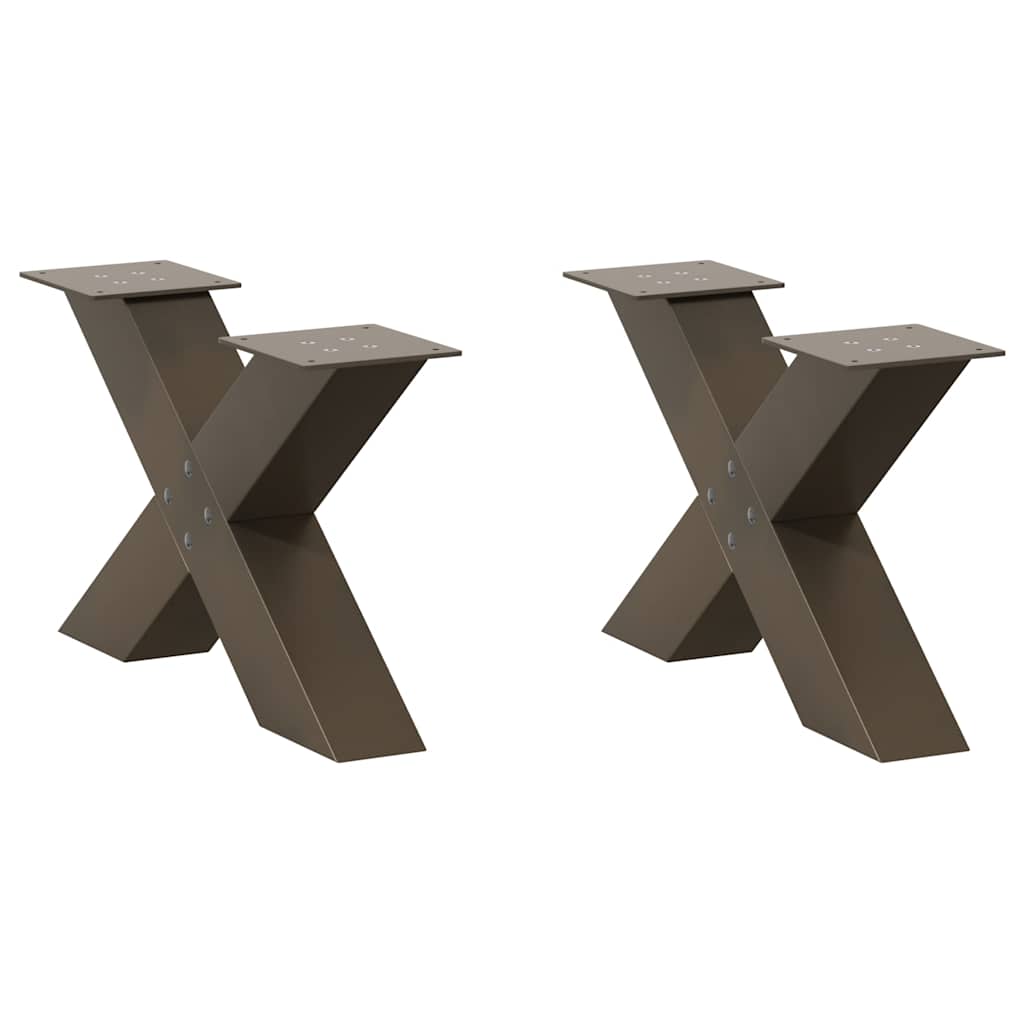 Salongbordben X-formet 2 stk naturstål 50x(30-31) cm stål